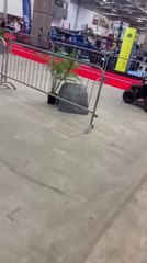 Kid Crashes His Quad Bike Into Barrier and Falls Off