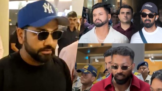 Champions Trophy जीतने के बाद Rohit Sharma के साथ ही Hardik Pandya, Shreyas और KL Rahul एअरपोर्ट पर नजर आए