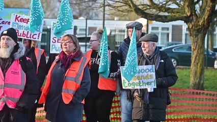 Staff picket at Elmwood School, Rushall , over plans to join a Trust.