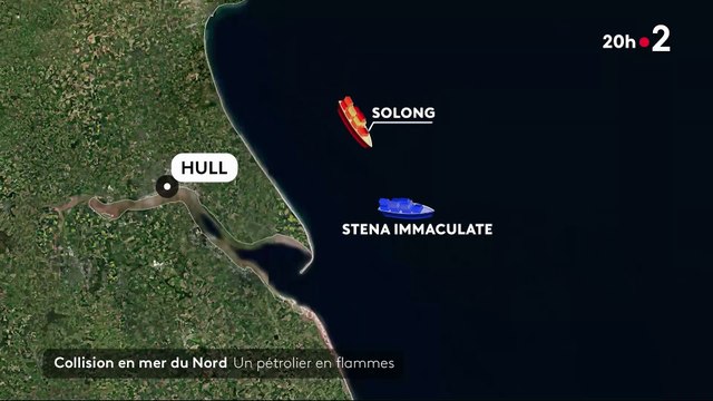 Un pétrolier et un cargo sont entrés en collision en mer du Nord - Une personne hospitalisée et 36 autres marins sains et saufs - Un réservoir du pétrolier contenant du kérosène s’est brisé - VIDEO
