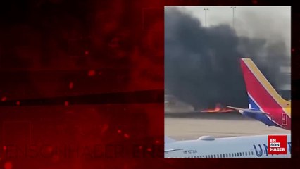 ABD'de yolcu uçağı havalimanında alev aldı