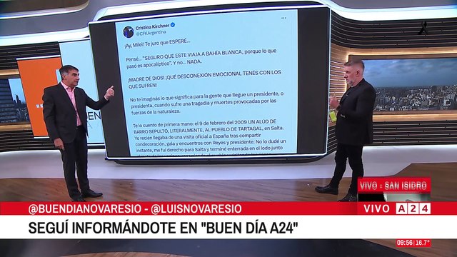 📢 INUNDACIÓN EN BAHÍA BLANCA Y EL TUIT DE CFK A JAVIER MILEI EN EL PASE ENTRE LAJE Y NOVARESIO