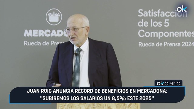 Juan Roig anuncia récord de beneficios en Mercadona: Subiremos los salarios un 8,5% este 2025