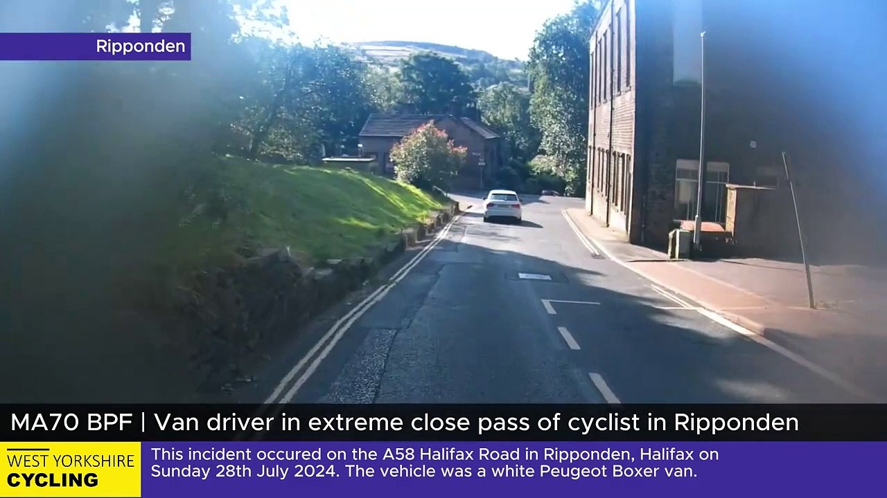 MA70 BPF | Van driver in extreme close pass of cyclist in Ripponden