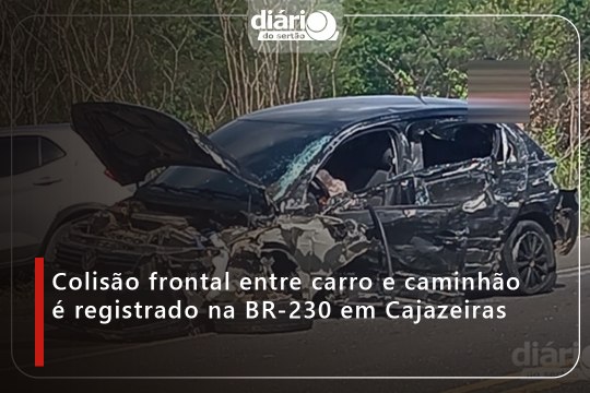 Colisão frontal entre carro e caminhão é registrado na BR-230 em Cajazeiras