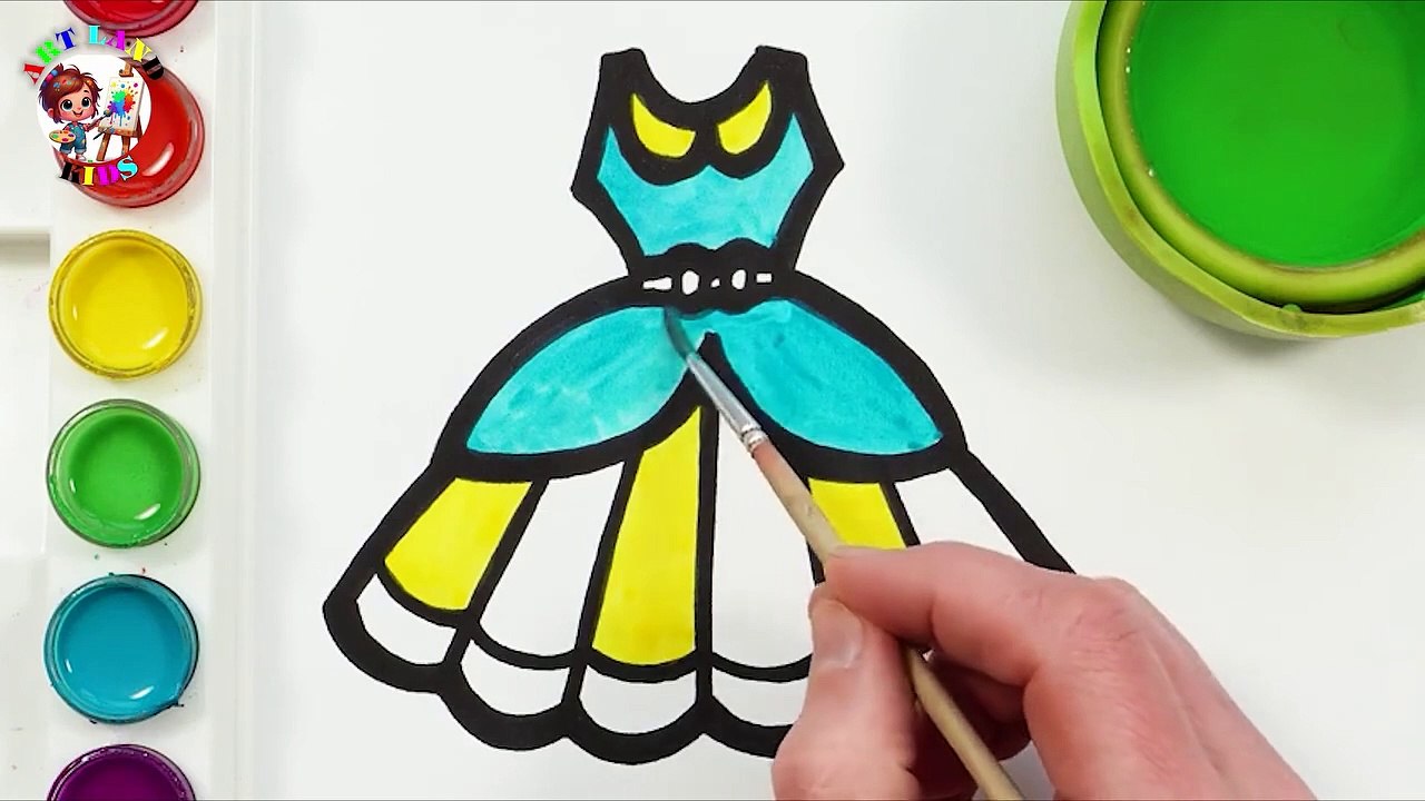 👗 Beautiful Dress Drawing & Coloring for Kids 🎨✨