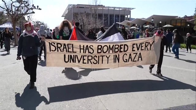 Pro-Palestinian protesters gather at UC Berkeley to demand release of Mahmoud Khalil