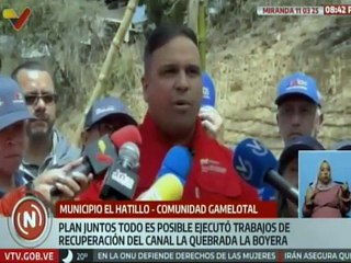 Autoridades entregan recuperado el canal La Quebrada en el municipio El Hatillo del estado Miranda