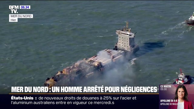 Collision en mer du Nord: le capitaine du porte-conteneurs arrêté par la police
