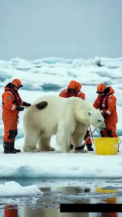 🐻‍❄️ Watch the Rescue Team Clean a Giant Polar Bear Covered in Barnacles! 😲✨