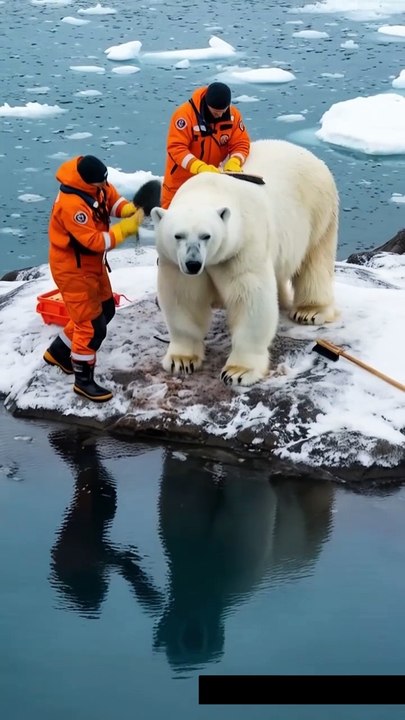 🐾 Watch this heartwarming rescue as a dedicated team cleans a giant polar bear covered in barnacles! 🌊🧼 Using gentle brushes, they help restore this majestic creature's health and beauty. 🥺💙 Don't miss this amazing wildlife moment—like, share, and s