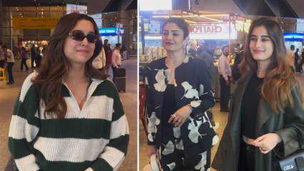 Mother-Daughter Duo Raveena-Rasha And Sharvari Wagh Rock Airport Fashion