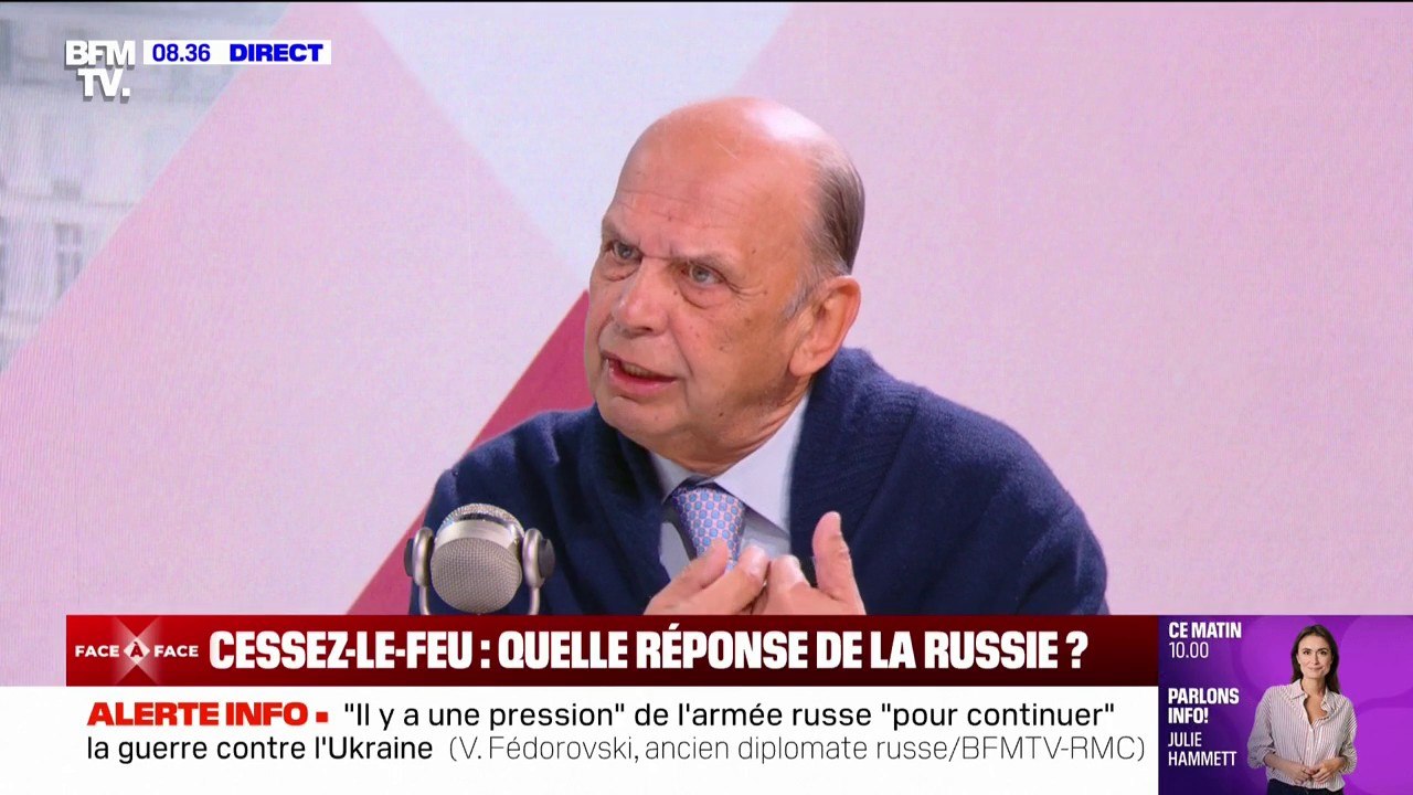 "Il y a une pression" de l'armée russe "pour continuer" la guerre contre l'Ukraine, estime l'ancien diplomate russe Vladimir Fédorovski