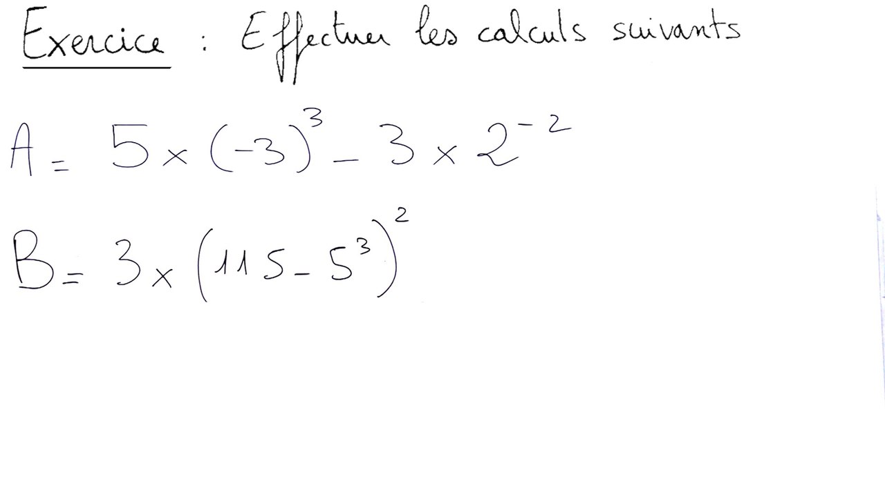 Effectuer des calculs avec des puissances en respectant les priorités opératoires - COLLÈGE