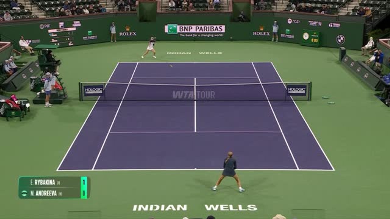 Andreeva thrashes Rybakina to reach India Wells quarter-finals