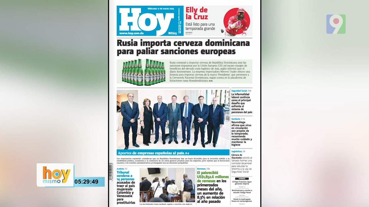 Titulares prensa dominicana miércoles 12 de marzo  2025 | Hoy Mismo