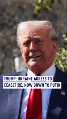 Trump: Ukraine agrees to ceasefire, now down to Putin