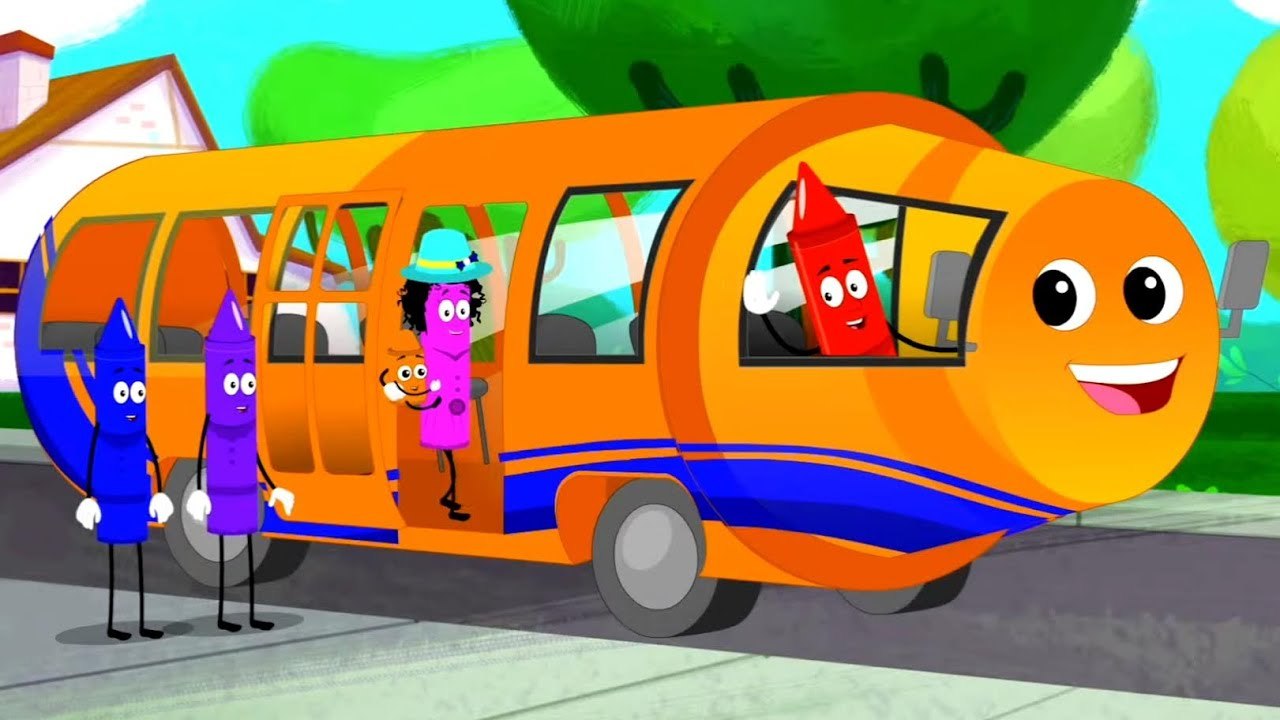 Wheels On The Bus Go Round And Round, Vehicle Songs and Nursery Rhymes for Kids