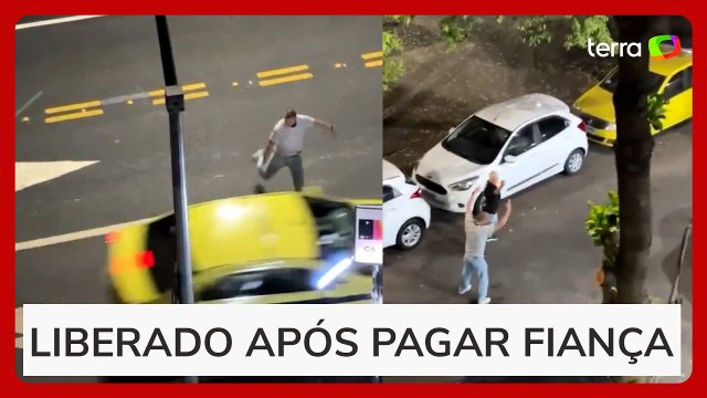 Norueguês danifica carros, motos e placas em Copacabana e é levado para delegacia