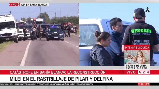 Milei visita la zona cero tras las inundaciones en Bahía Blanca