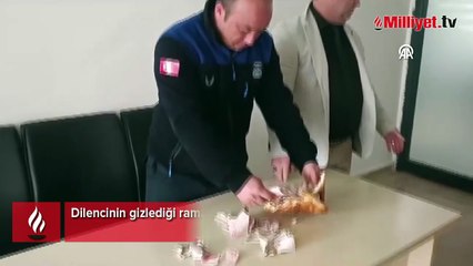 Dilencinin gizlediği ramazan pidesinden 617 lira çıktı