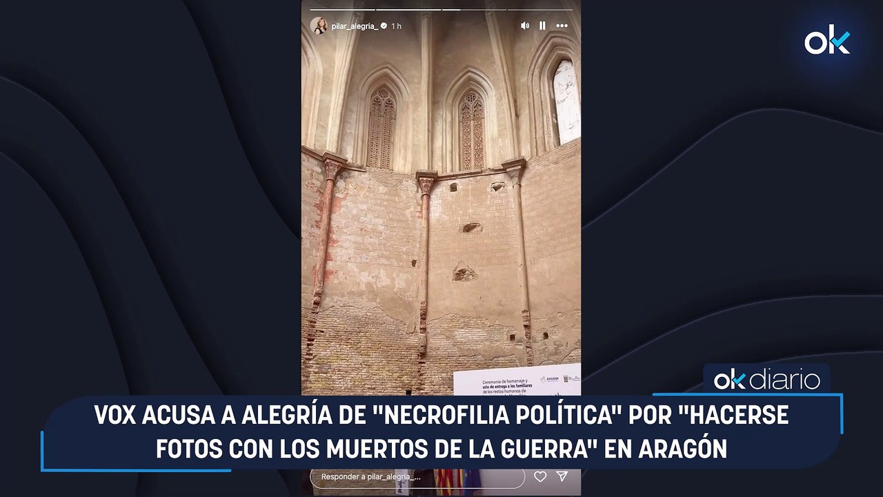Vox acusa a Alegría de "necrofilia política" por "hacerse fotos con los muertos de la guerra" en Aragón
