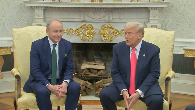 Donald Trump attempts to pronounce Taoiseach as Micheal Martin joins US president at White House