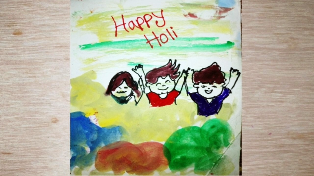 Happy Holi Poster drawing easy