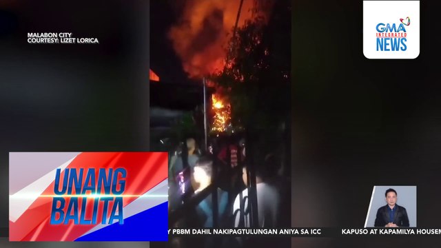 Sunog, sumiklab sa isang compound sa Brgy. Longos | Unang Balita