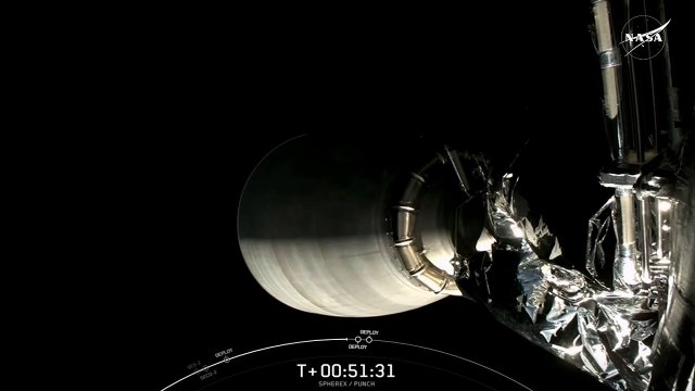 SpaceX deploys NASA's SPHEREx space telescope and PUNCH mission in view from space