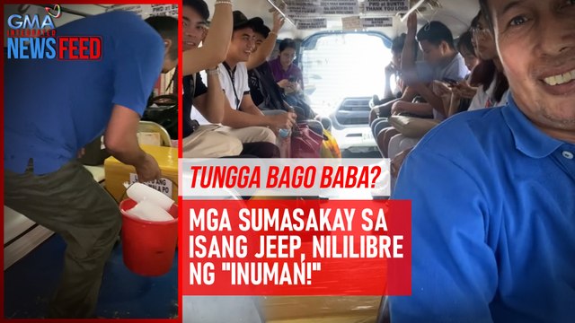 Tungga bago baba? Mga sumasakay sa isang jeep, nililibre ng inuman! | GMA Integrated Newsfeed