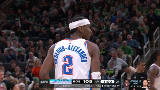 Thunder secure playoff berth with win at Celtics