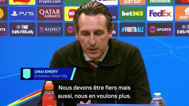 Aston Villa - Emery fier de faire partie des 8 meilleures équipes d’Europe