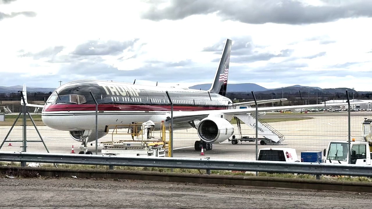 President Trumps private plane arrives in Scotland
