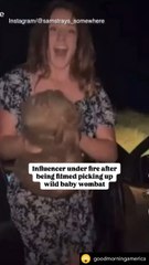 American influencer Sam Jones is sparking backlash overseas after posting a video appearing to show her taking a baby wombat from its mother in Australia.