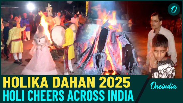 Holi 2025: Holika Dahan Lights Up India with Bonfires, Festive Rituals & Grand Celebrations - Videos