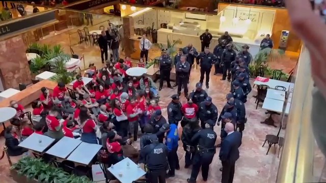 Chaos erupts at Trump Tower as protesters demand Mahmoud Khalil’s freedom
