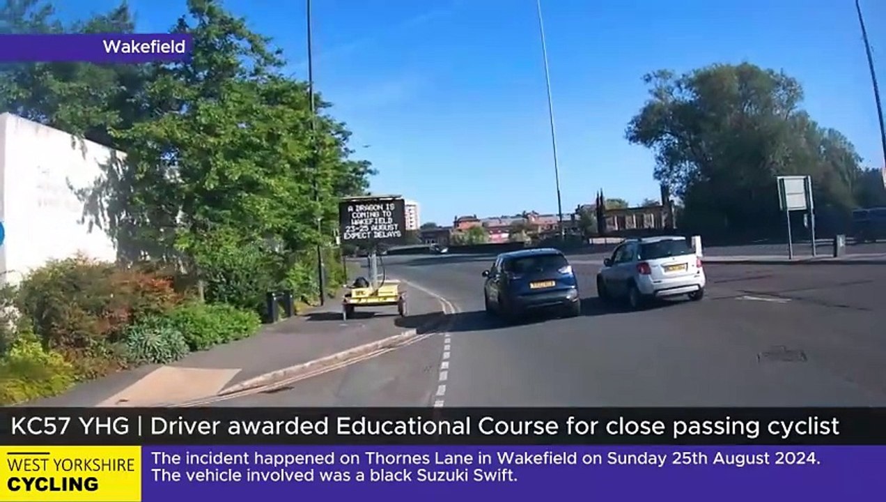 KC57 YHG | Driver awarded educational course for close passing cyclist in Wakefield