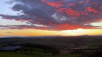 Red sky at night, shepherd's delight over Monmouthshire
