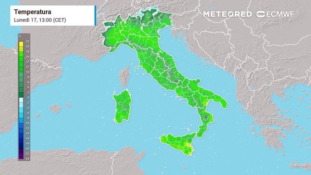 Temperature previste in Italia nei prossimi giorni