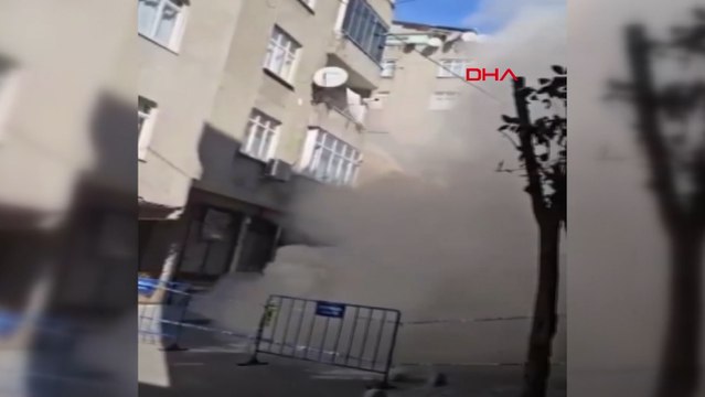 Kontrollü yıkım yapılan bina böyle çöktü, yan bina boşaltıldı