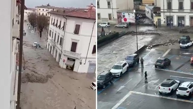 Sesto Fiorentino, esonda il torrente Rimaggio in piazza del mercato: allerta maltempo in Toscana