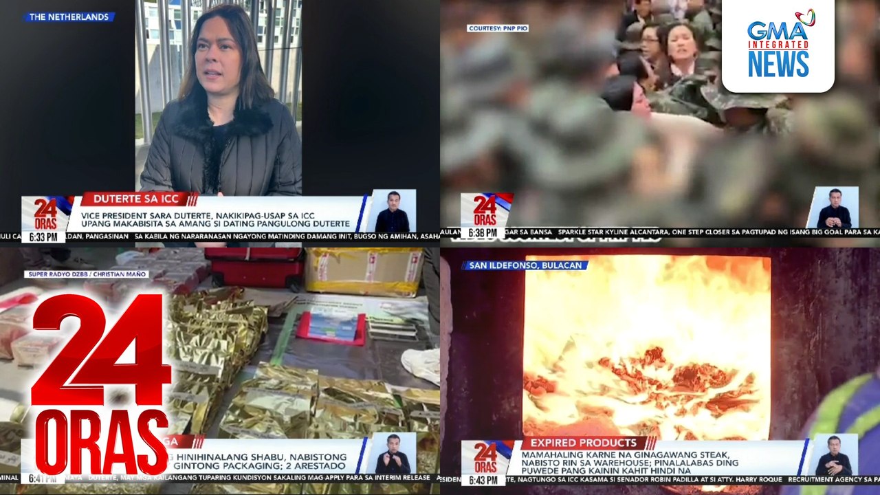 24 Oras: (Part 1) VP Sara Duterte: Nakikipag-usap kami sa ICC para makabisita kay FPRRD; pinakahuling sitwasyon sa The Hague, Netherlands bago ang unang pagharap ni FPRRD Pre-Trial Chamber ng ICC, atbp.