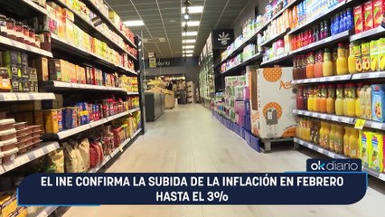 El INE confirma la subida de la inflación en febrero hasta el 3%