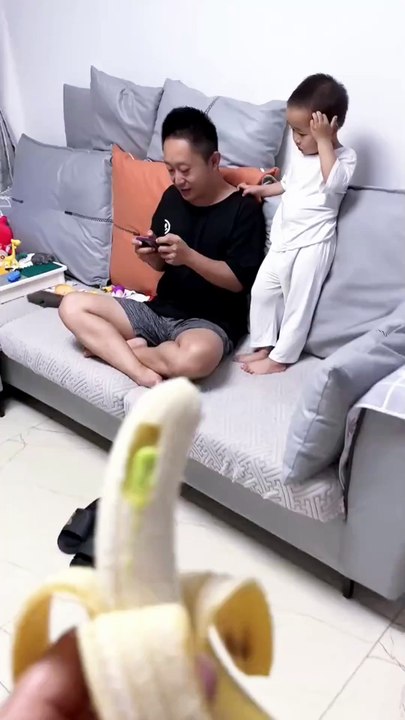 Funny kid fun with Dad