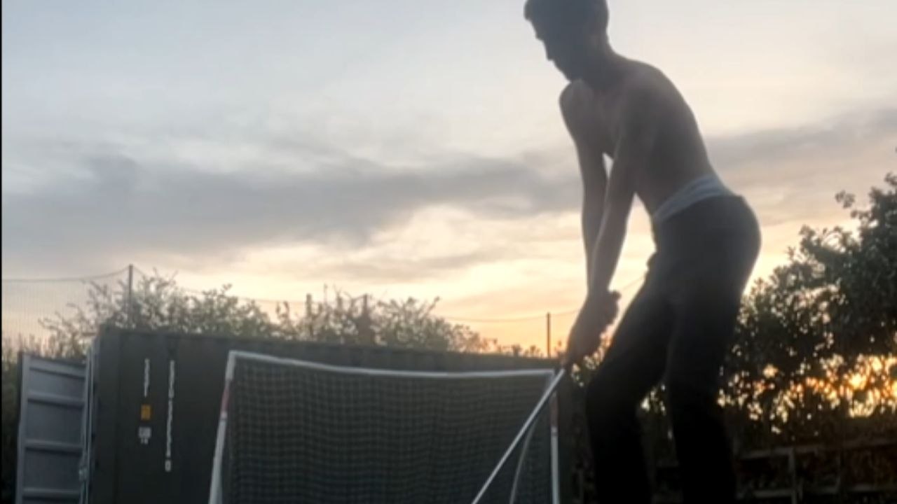 Guy trying to be a pro golfer gets hit by the golf ball after failing to hit it repeatedly himself