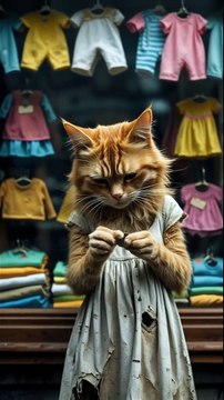 poor cat mocked for his cloths.butt his moms sacrifice inspired him give bacj