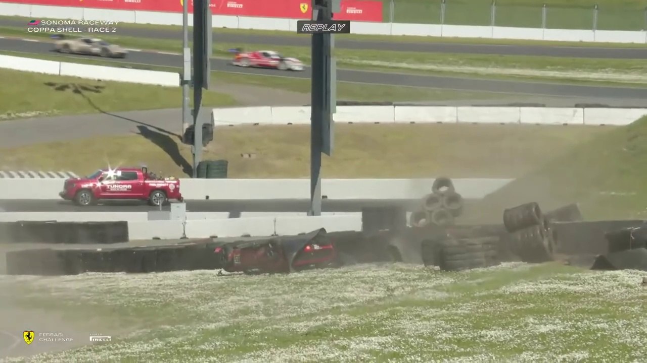 Ferrari Challenge North America Coppa Shell 2025 Sonoma Race 2 Last Lap Bayless Flip