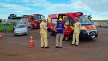 Condutora de Gol fica ferida em acidente com carreta na rodovia BR-369