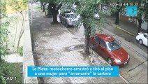 La Plata: motochorro arrastró y tiró al piso a una mujer para 